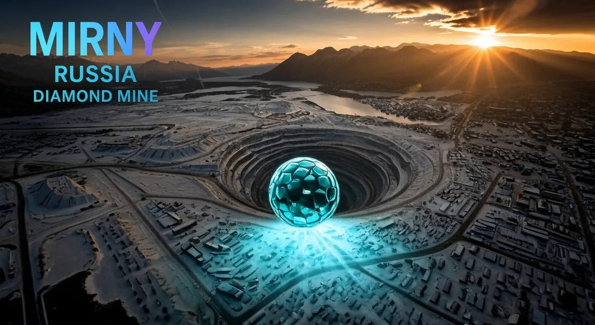 Mir diamond mine in Mirnyy, Russia – aerial view of the open pit