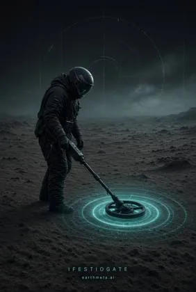 Astronaut with a metal detector