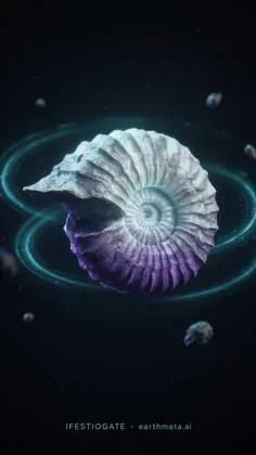 Glowing ammonite shell fossil